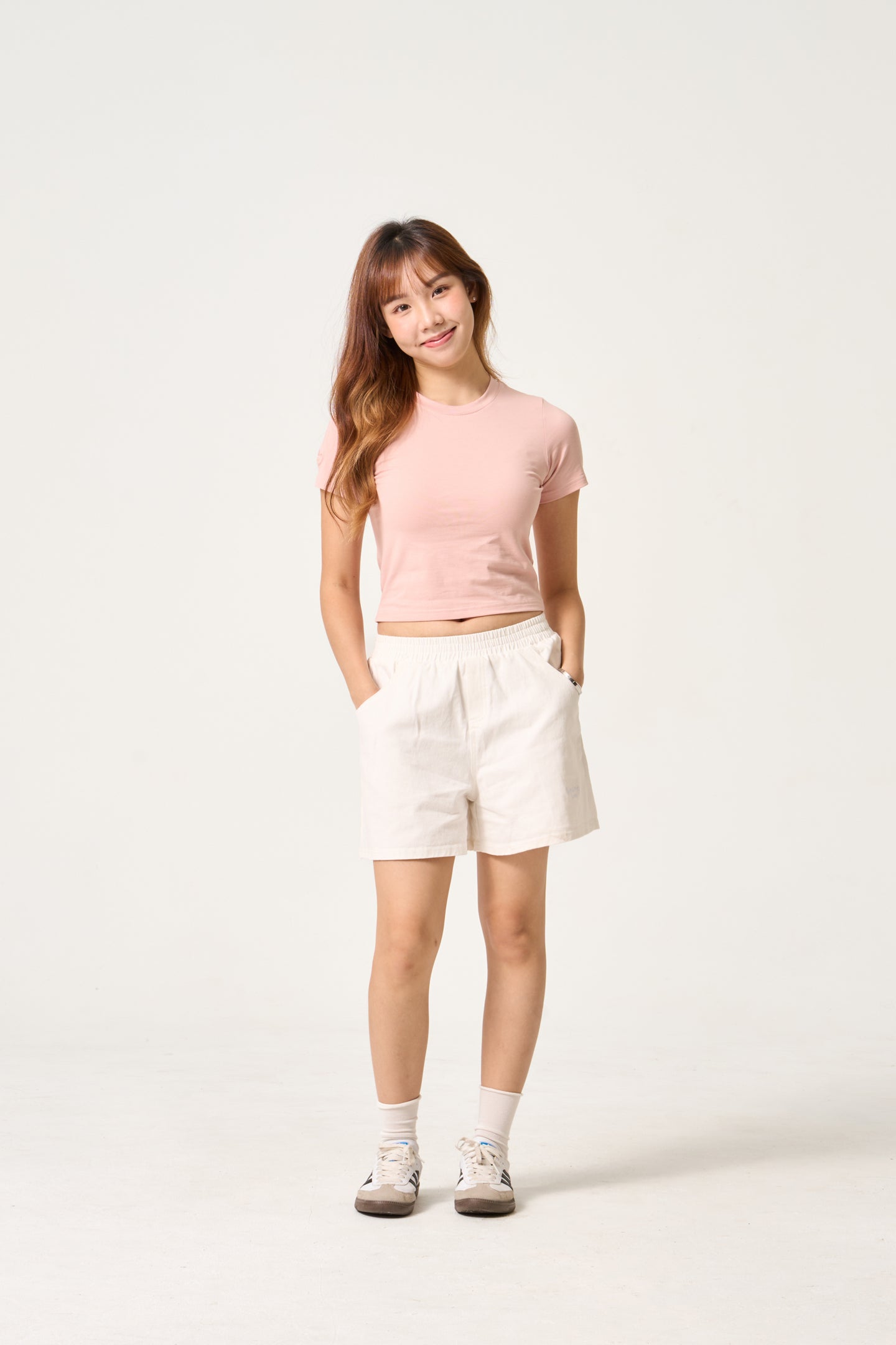 Simply . Women's Sleeve Embroidered Crop Top (Pink) - Simply